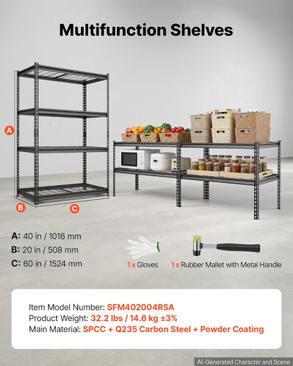 Storage Shelving Unit 5-Tier Adjustable 2000 lbs Capacity 60"x24"x78"
