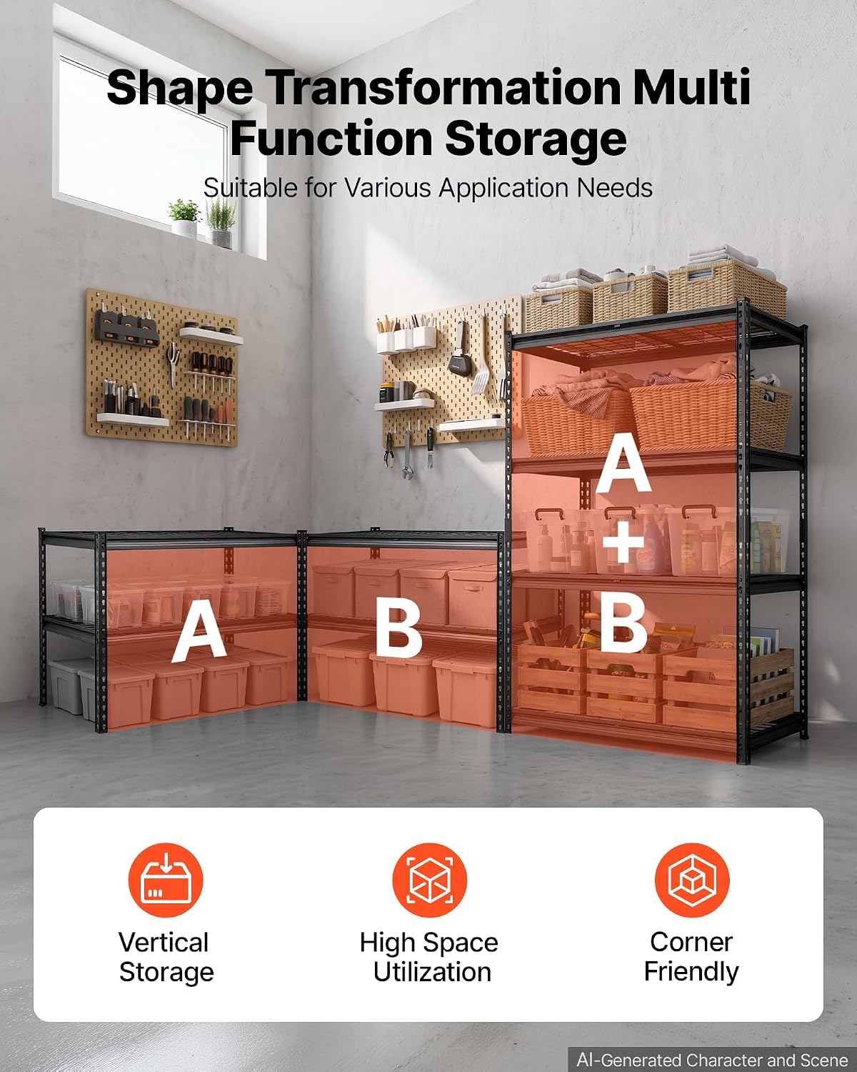 Storage Shelving Unit 5-Tier Adjustable 2000 lbs Capacity 60"x24"x78"