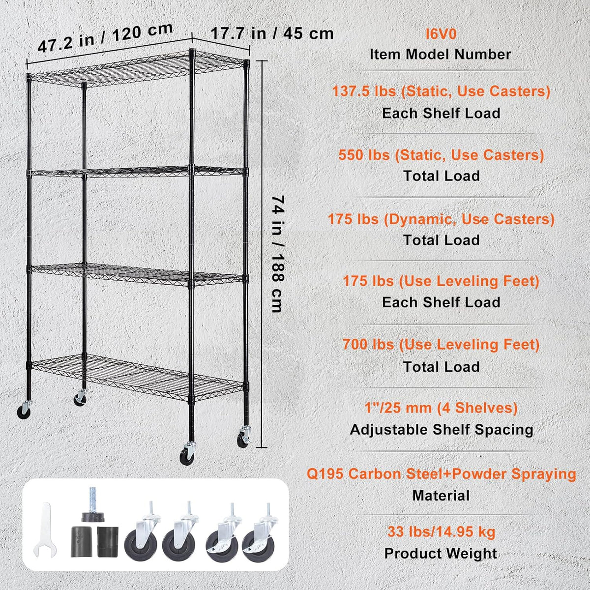 Storage Shelving Unit 5-Tier Adjustable 2000 lbs Capacity 60"x24"x78"