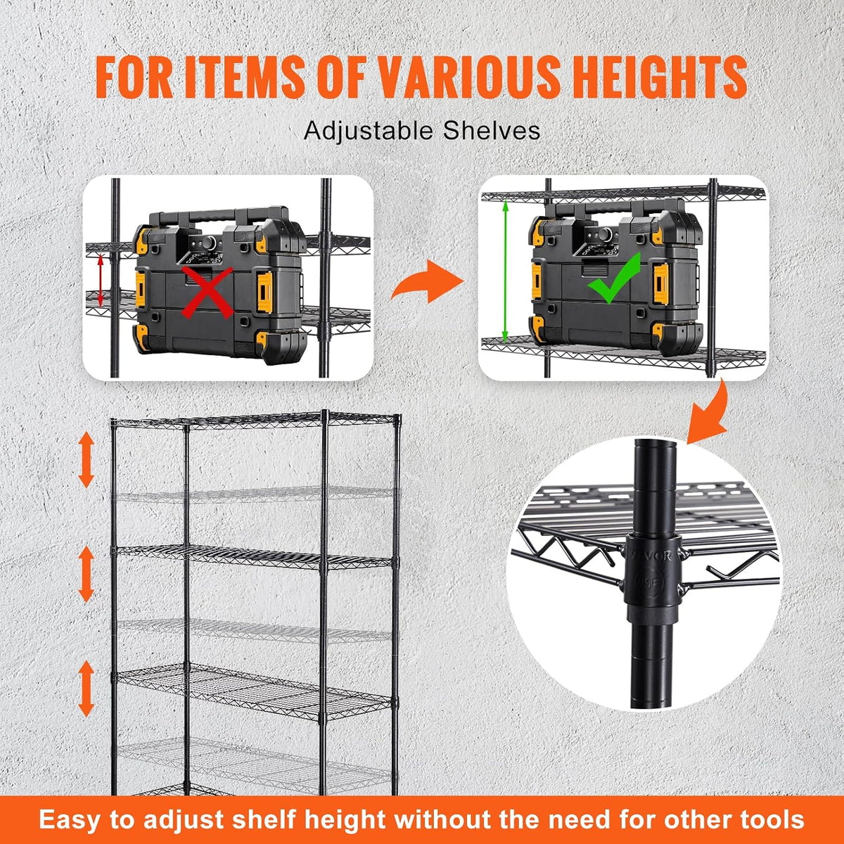 Storage Shelving Unit 5-Tier Adjustable 2000 lbs Capacity 60"x24"x78"