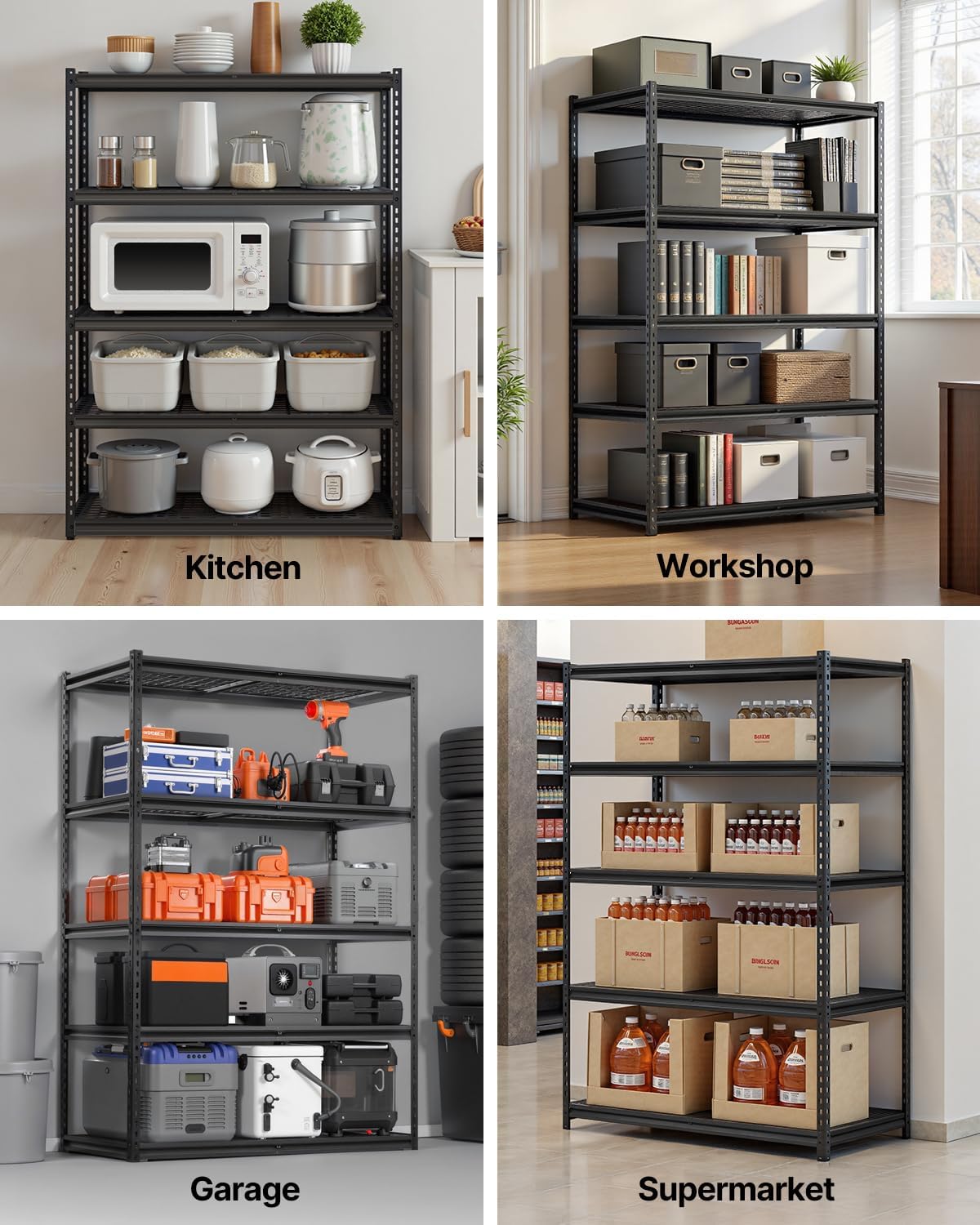 Storage Shelving Unit 5-Tier Adjustable 2000 lbs Capacity 60"x24"x78"