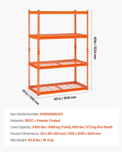 Storage Shelving Unit 5-Tier Adjustable 2000 lbs Capacity 60"x24"x78"