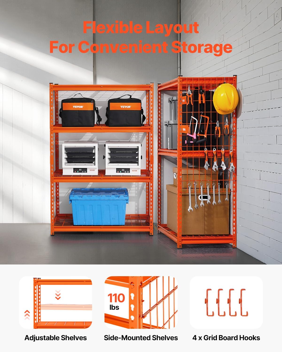 Storage Shelving Unit 5-Tier Adjustable 2000 lbs Capacity 60"x24"x78"