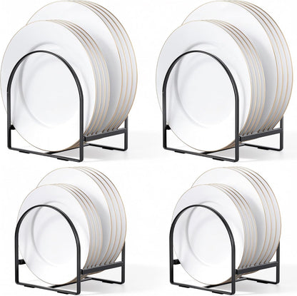 4 Pack Plate Organizer for Cabinet Plate Rack Holder Dish Organizer
