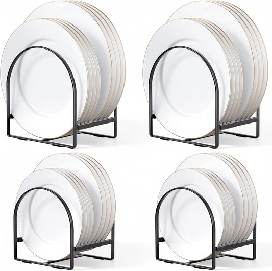 4 Pack Plate Organizer for Cabinet Plate Rack Holder Dish Organizer