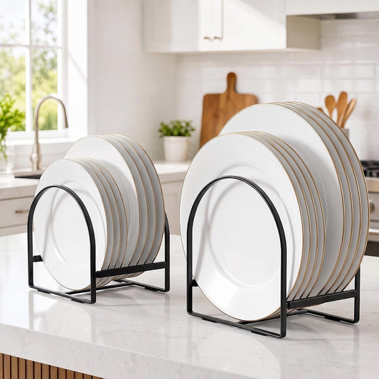 4 Pack Plate Organizer for Cabinet Plate Rack Holder Dish Organizer