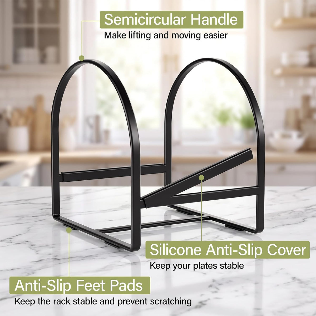 4 Pack Plate Organizer for Cabinet Plate Rack Holder Dish Organizer