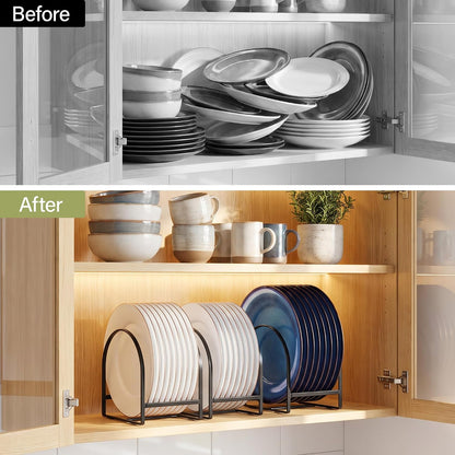 4 Pack Plate Organizer for Cabinet Plate Rack Holder Dish Organizer