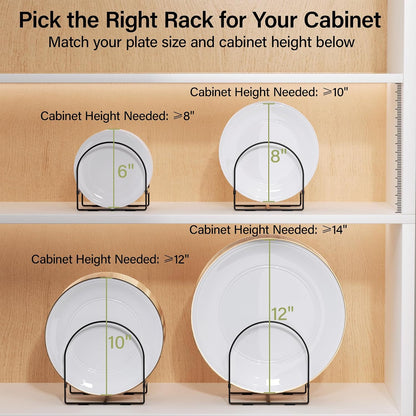4 Pack Plate Organizer for Cabinet Plate Rack Holder Dish Organizer