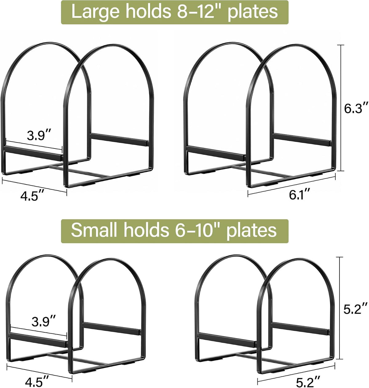 4 Pack Plate Organizer for Cabinet Plate Rack Holder Dish Organizer
