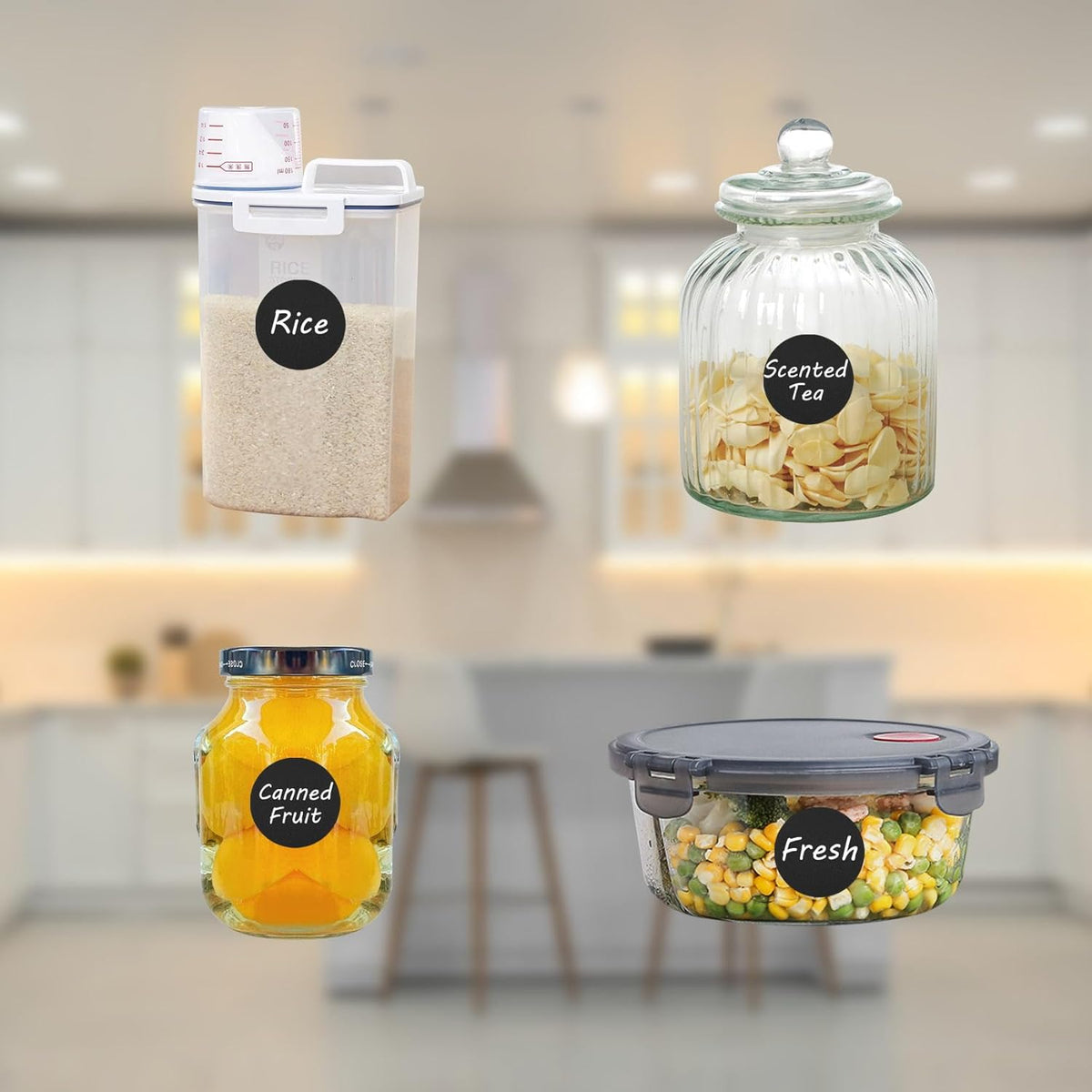 120 Pcs Labels for Jars, Pantry Labels, Food Label Stickers, Reusable Chalkboard Labels for Kitchen, Bottles, Food Containers (1.5 x 1.5 inch)