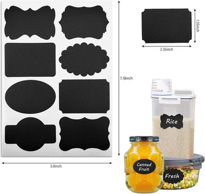 120 Pcs Labels for Jars, Pantry Labels, Food Label Stickers, Reusable Chalkboard Labels for Kitchen, Bottles, Food Containers (1.5 x 1.5 inch)