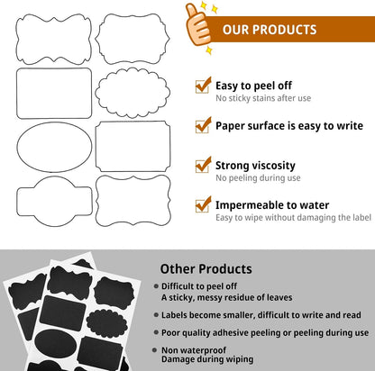 120 Pcs Labels for Jars, Pantry Labels, Food Label Stickers, Reusable Chalkboard Labels for Kitchen, Bottles, Food Containers (1.5 x 1.5 inch)