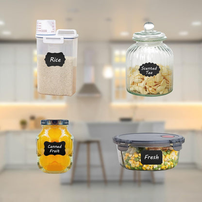 120 Pcs Labels for Jars, Pantry Labels, Food Label Stickers, Reusable Chalkboard Labels for Kitchen, Bottles, Food Containers (1.5 x 1.5 inch)