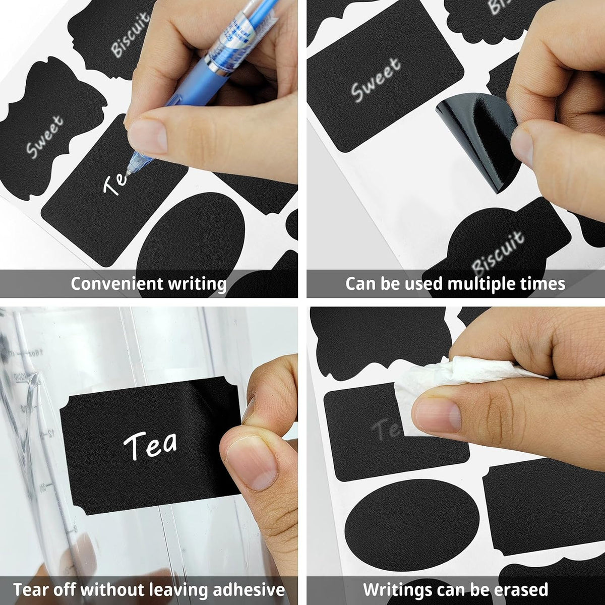 120 Pcs Labels for Jars, Pantry Labels, Food Label Stickers, Reusable Chalkboard Labels for Kitchen, Bottles, Food Containers (1.5 x 1.5 inch)