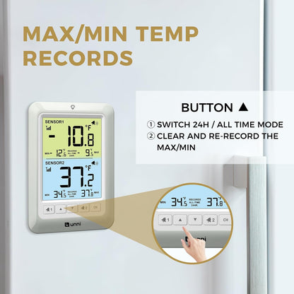 Refrigerator Thermometer Alarm Digital Wireless Fridge Freezer Thermometer