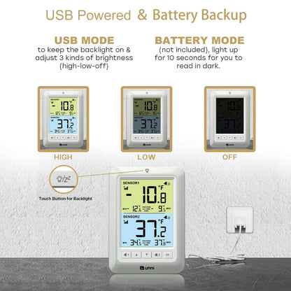 Refrigerator Thermometer Alarm Digital Wireless Fridge Freezer Thermometer