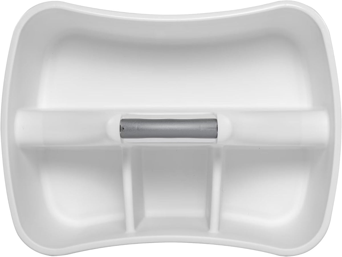 4-Compartment Cleaning Caddy Organizer with Handle, Large Plastic Utility Storage Tote for Under Sink & Kitchen Supplies, BPA-Free Portable Carry All for Sponges Brushes & Spray Bottles, White