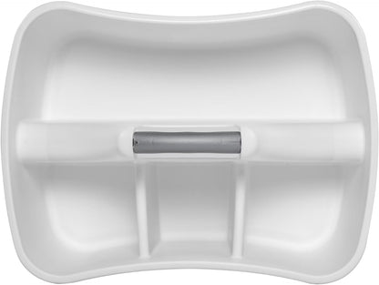 4-Compartment Cleaning Caddy Organizer with Handle, Large Plastic Utility Storage Tote for Under Sink & Kitchen Supplies, BPA-Free Portable Carry All for Sponges Brushes & Spray Bottles, White