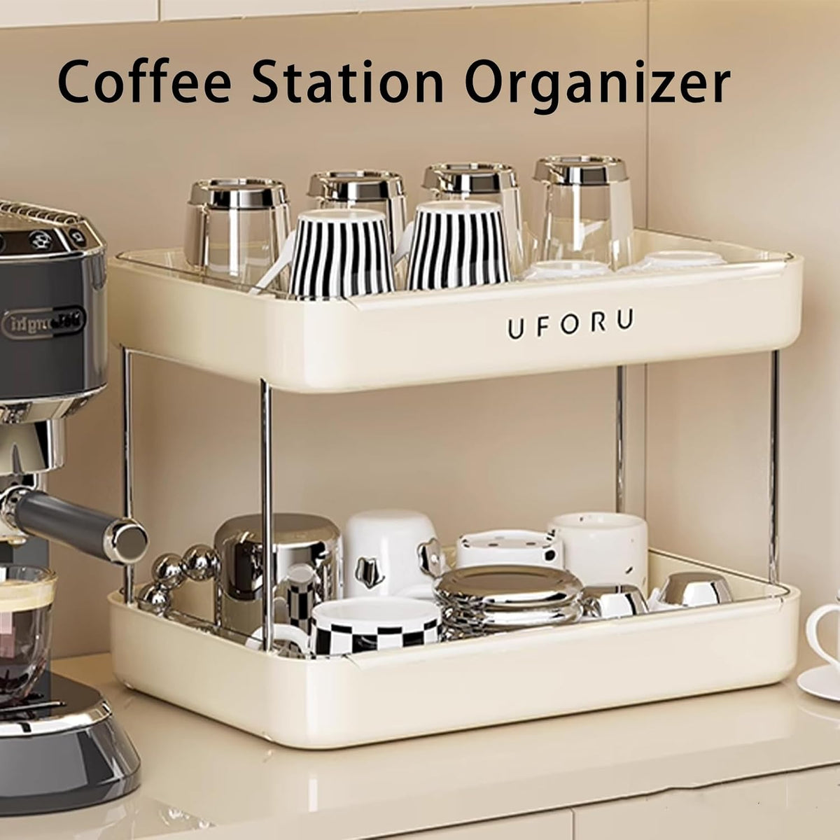 Countertop Coffee Station Organizer,Cup Rack,Mug & Wine Glass Holder