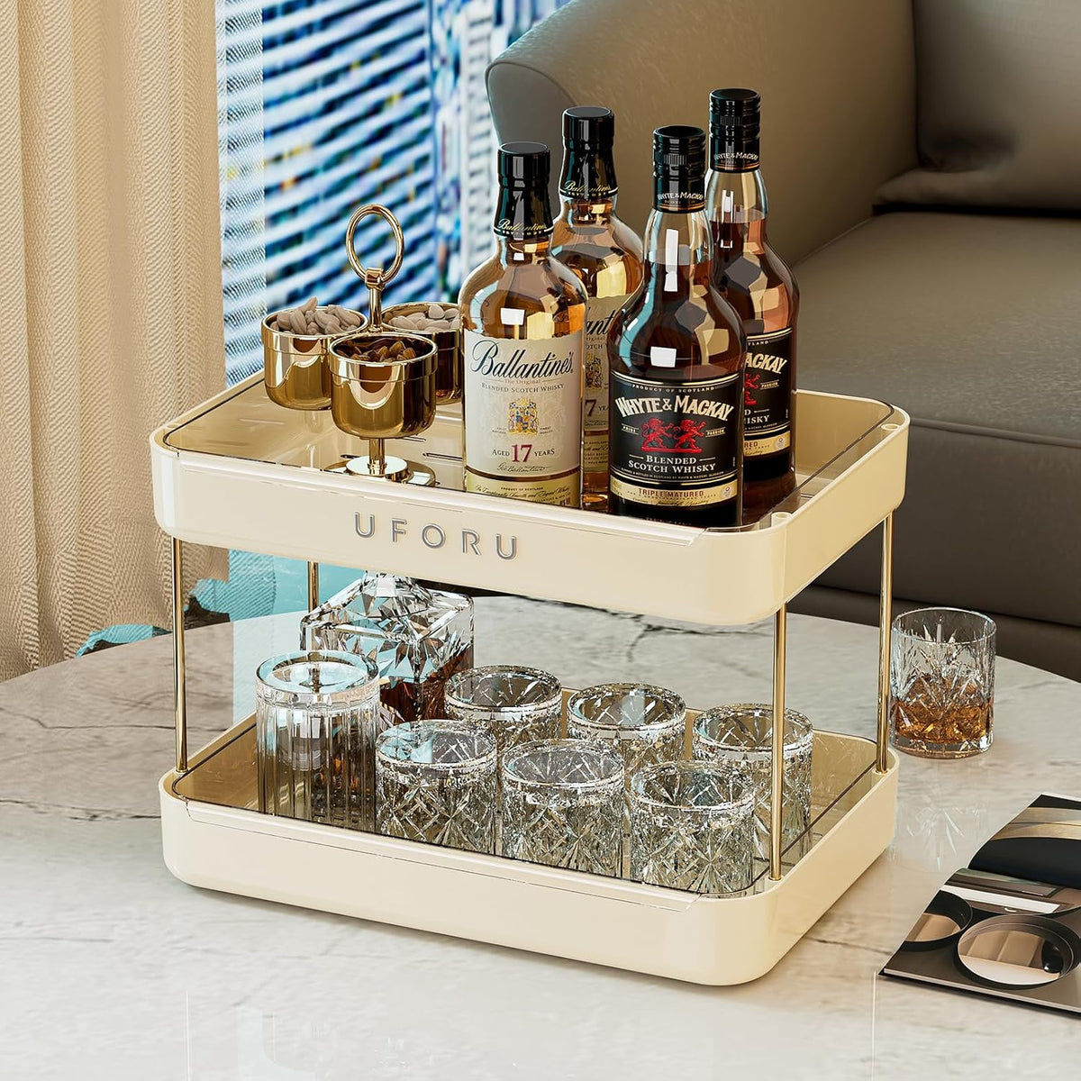 Countertop Coffee Station Organizer,Cup Rack,Mug & Wine Glass Holder