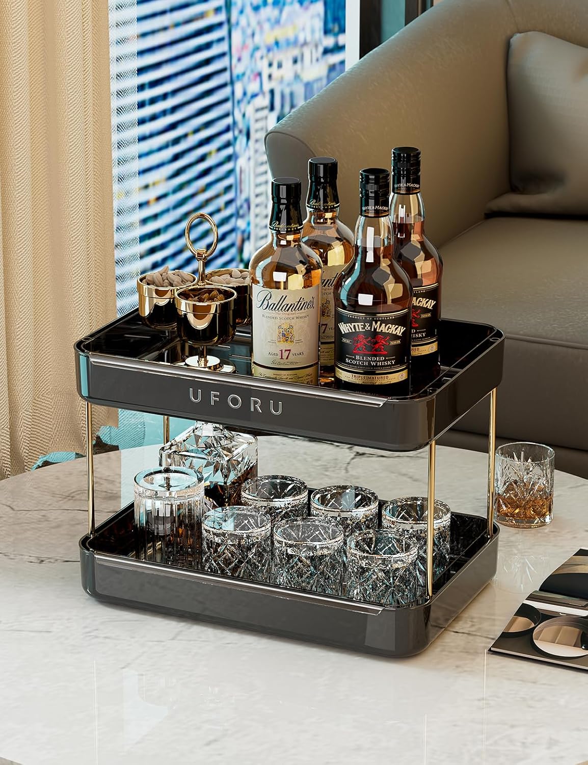 Countertop Coffee Station Organizer,Cup Rack,Mug & Wine Glass Holder