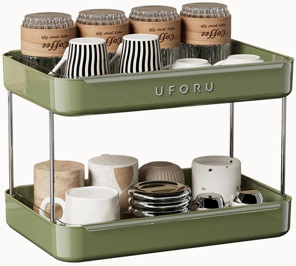 Countertop Coffee Station Organizer,Cup Rack,Mug & Wine Glass Holder