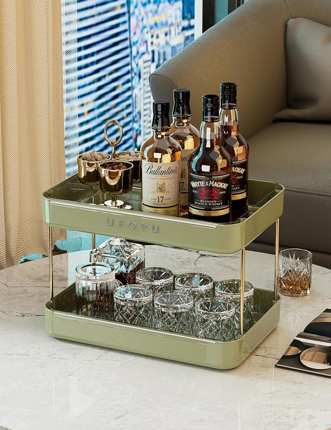 Countertop Coffee Station Organizer,Cup Rack,Mug & Wine Glass Holder