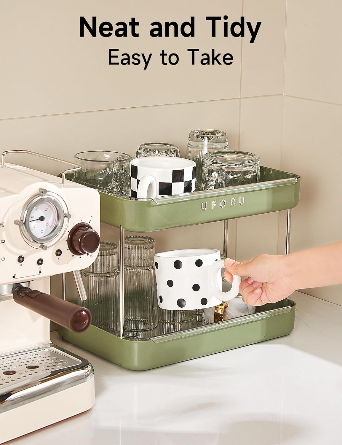 Countertop Coffee Station Organizer,Cup Rack,Mug & Wine Glass Holder