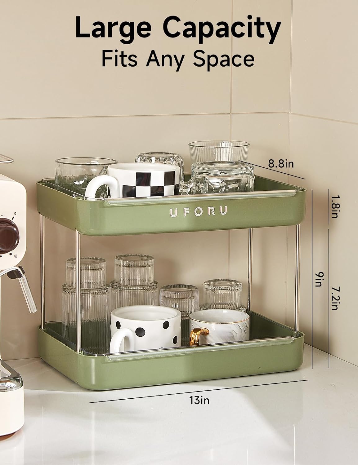 Countertop Coffee Station Organizer,Cup Rack,Mug & Wine Glass Holder