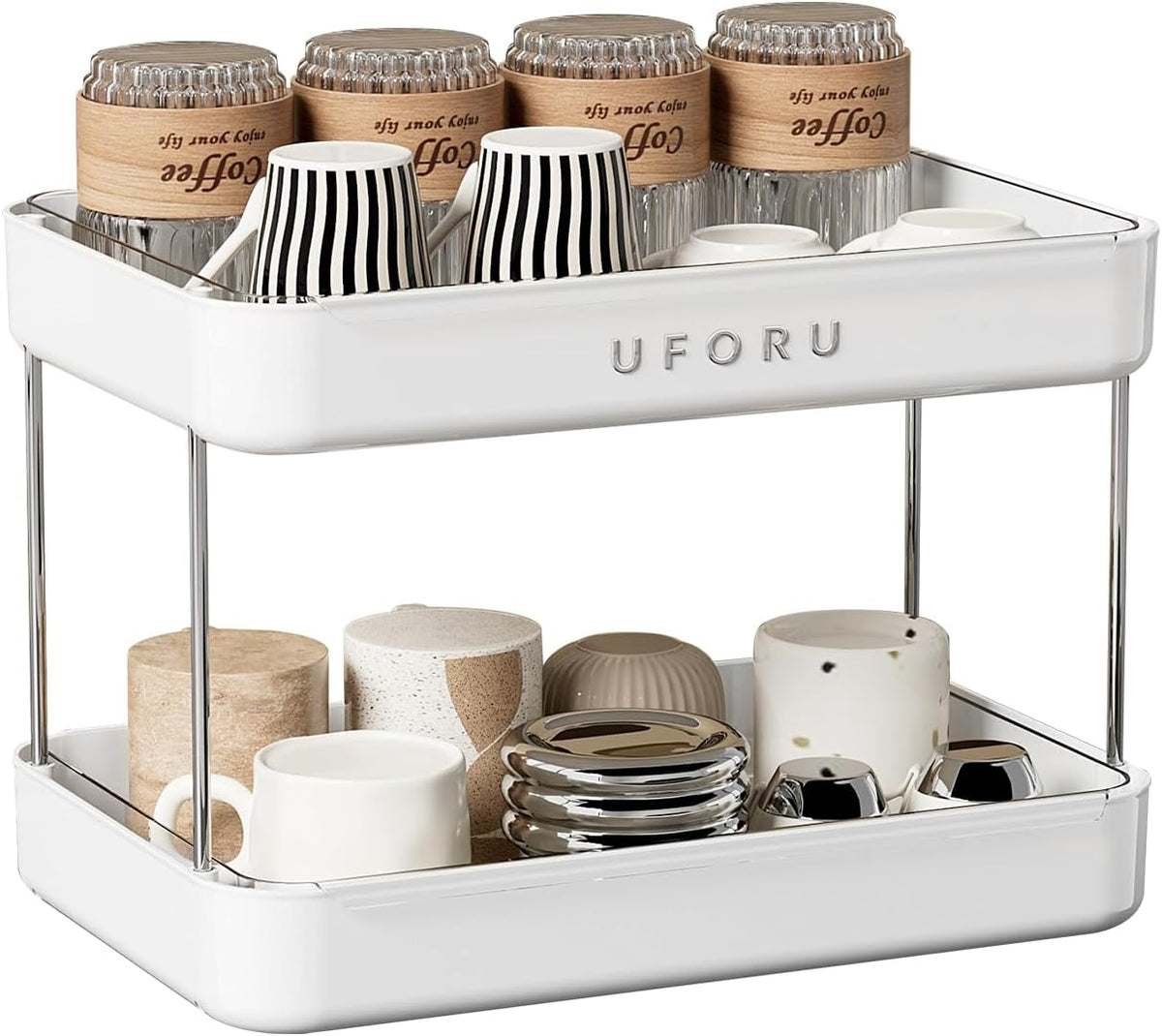 Countertop Coffee Station Organizer,Cup Rack,Mug & Wine Glass Holder