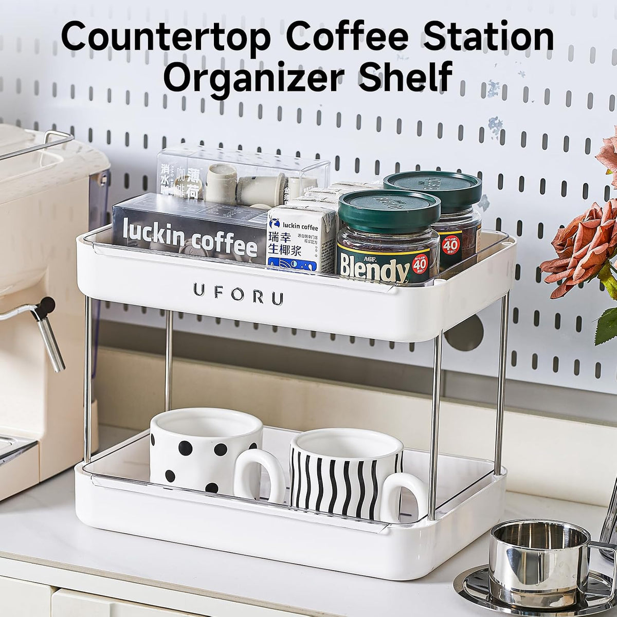 Countertop Coffee Station Organizer,Cup Rack,Mug & Wine Glass Holder
