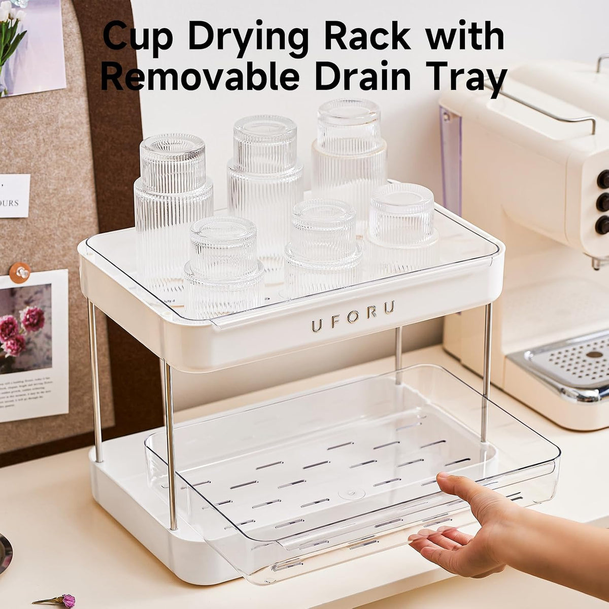 Countertop Coffee Station Organizer,Cup Rack,Mug & Wine Glass Holder