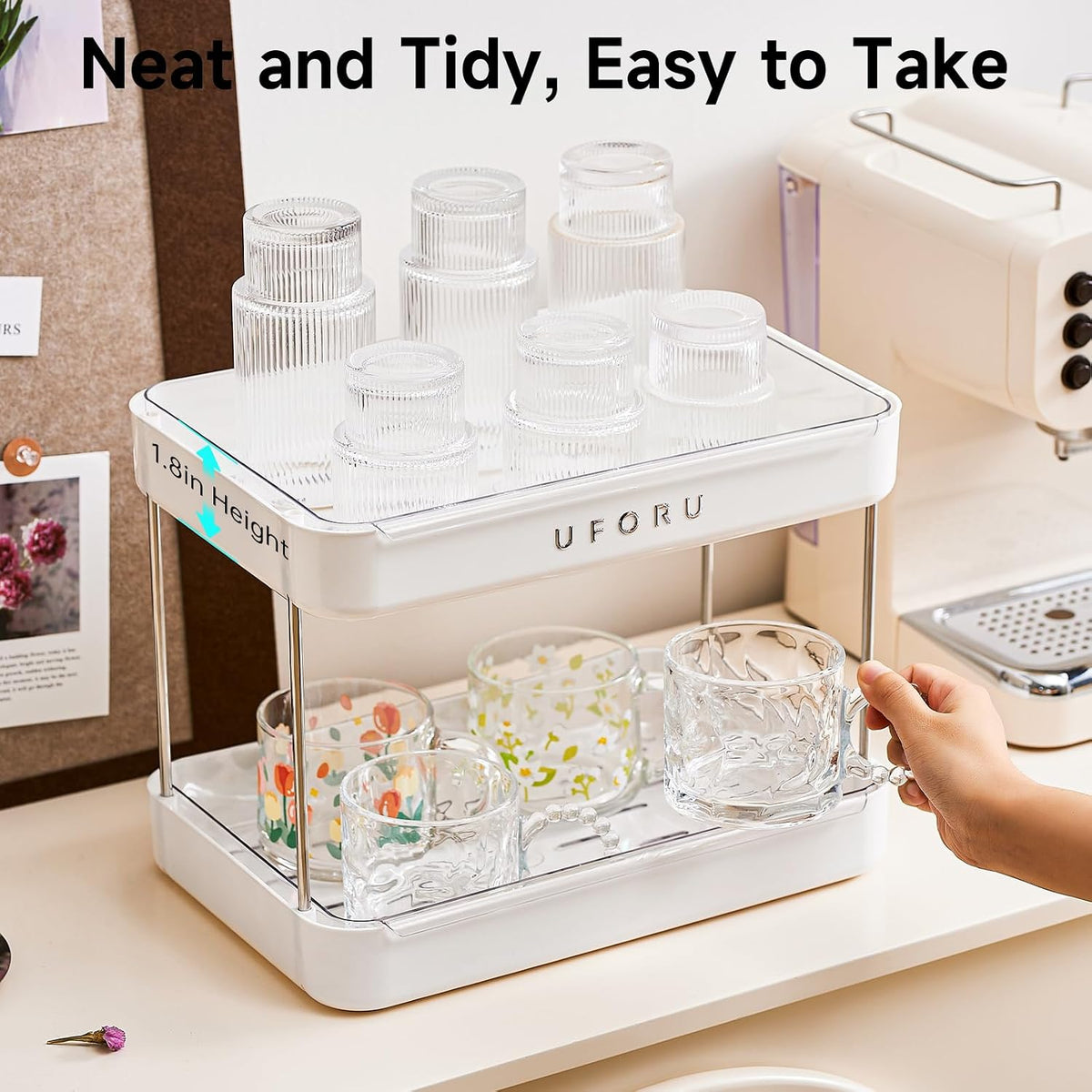 Countertop Coffee Station Organizer,Cup Rack,Mug & Wine Glass Holder