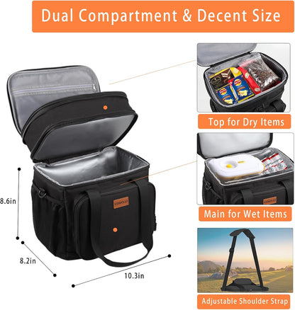 Expandable Lunch Box Insulated Leakproof Cooler Bag Work Outdoor