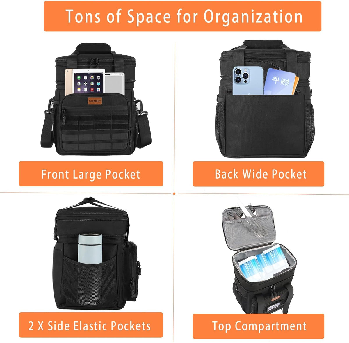 Expandable Lunch Box Insulated Leakproof Cooler Bag Work Outdoor