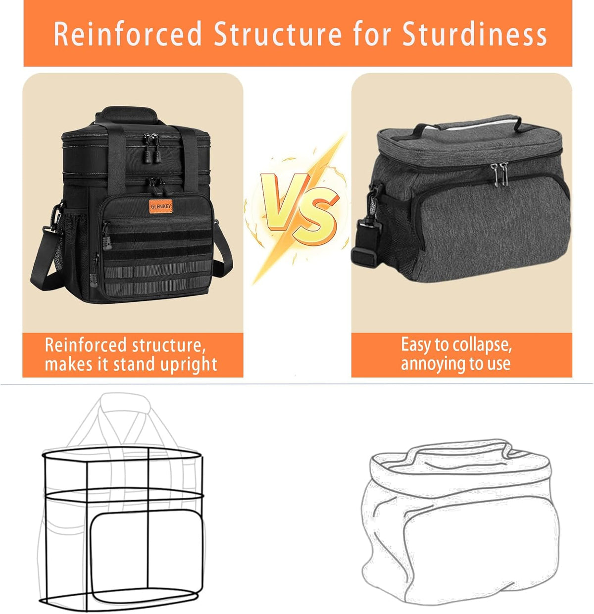 Expandable Lunch Box Insulated Leakproof Cooler Bag Work Outdoor