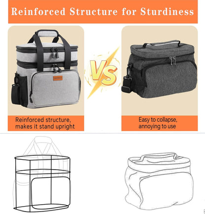 Expandable Lunch Box Insulated Leakproof Cooler Bag Work Outdoor