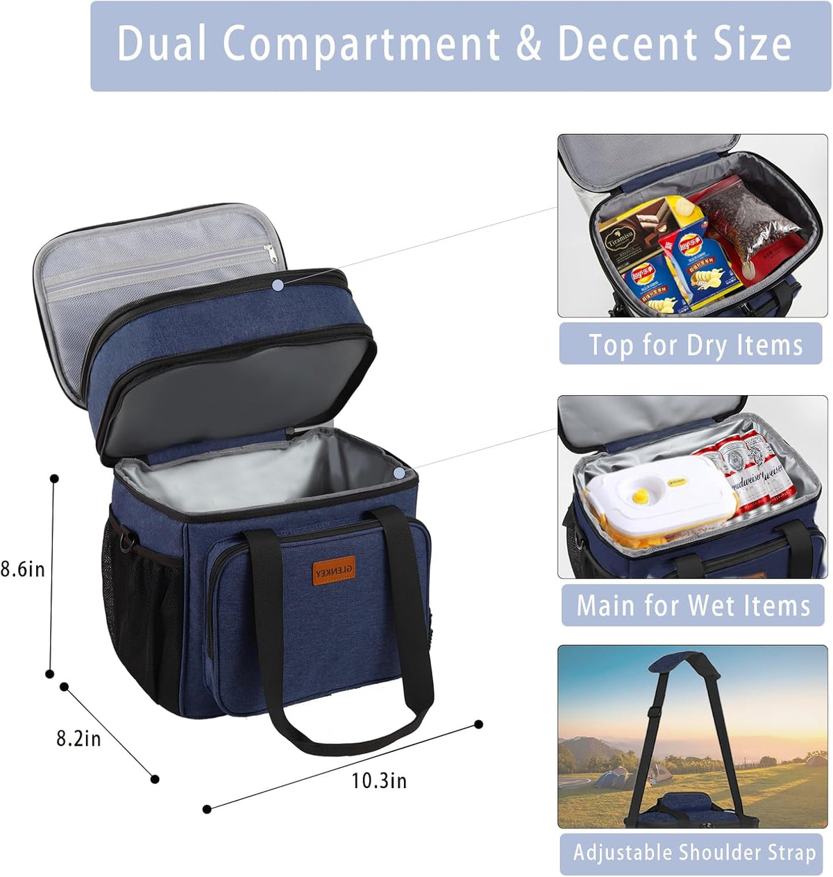 Expandable Lunch Box Insulated Leakproof Cooler Bag Work Outdoor