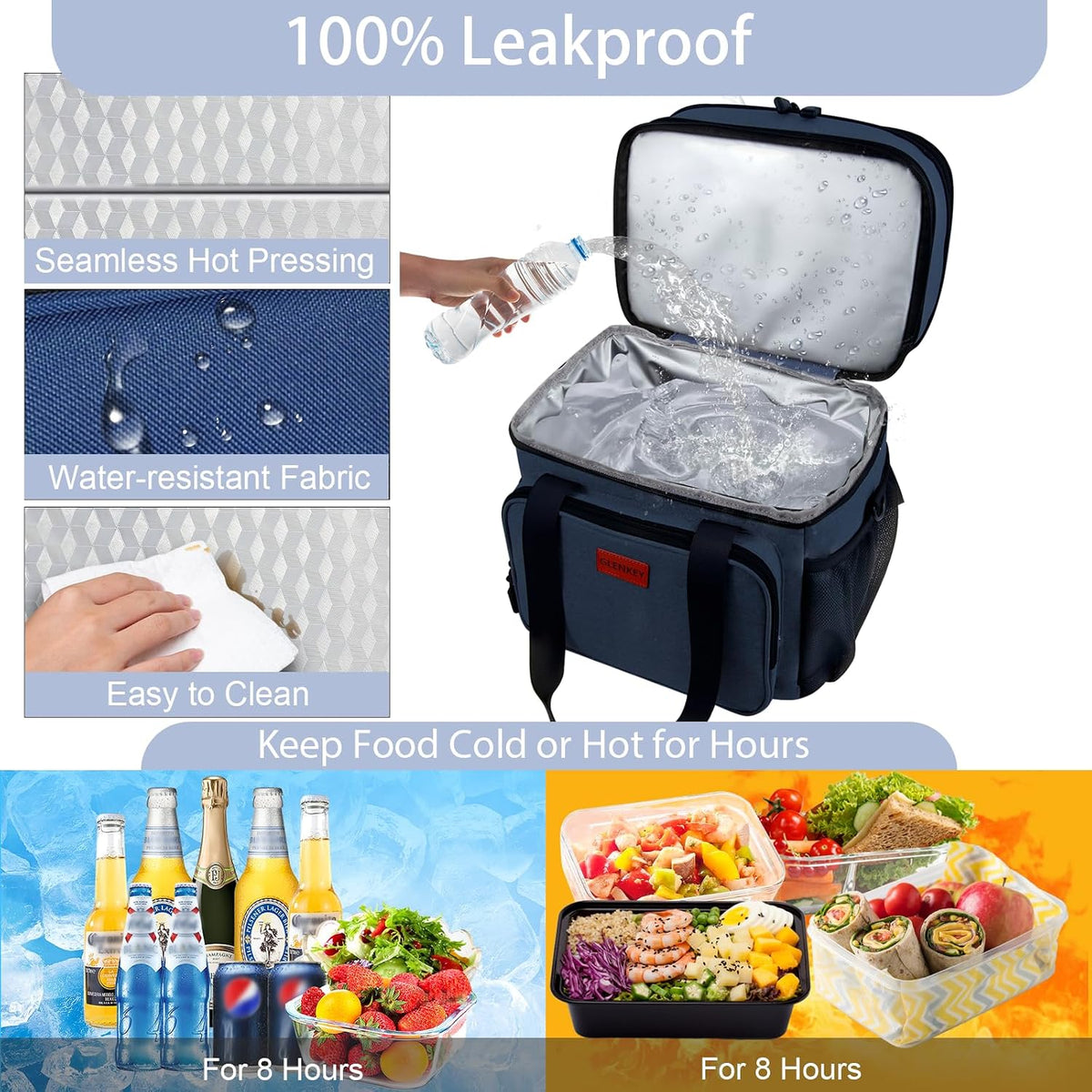 Expandable Lunch Box Insulated Leakproof Cooler Bag Work Outdoor