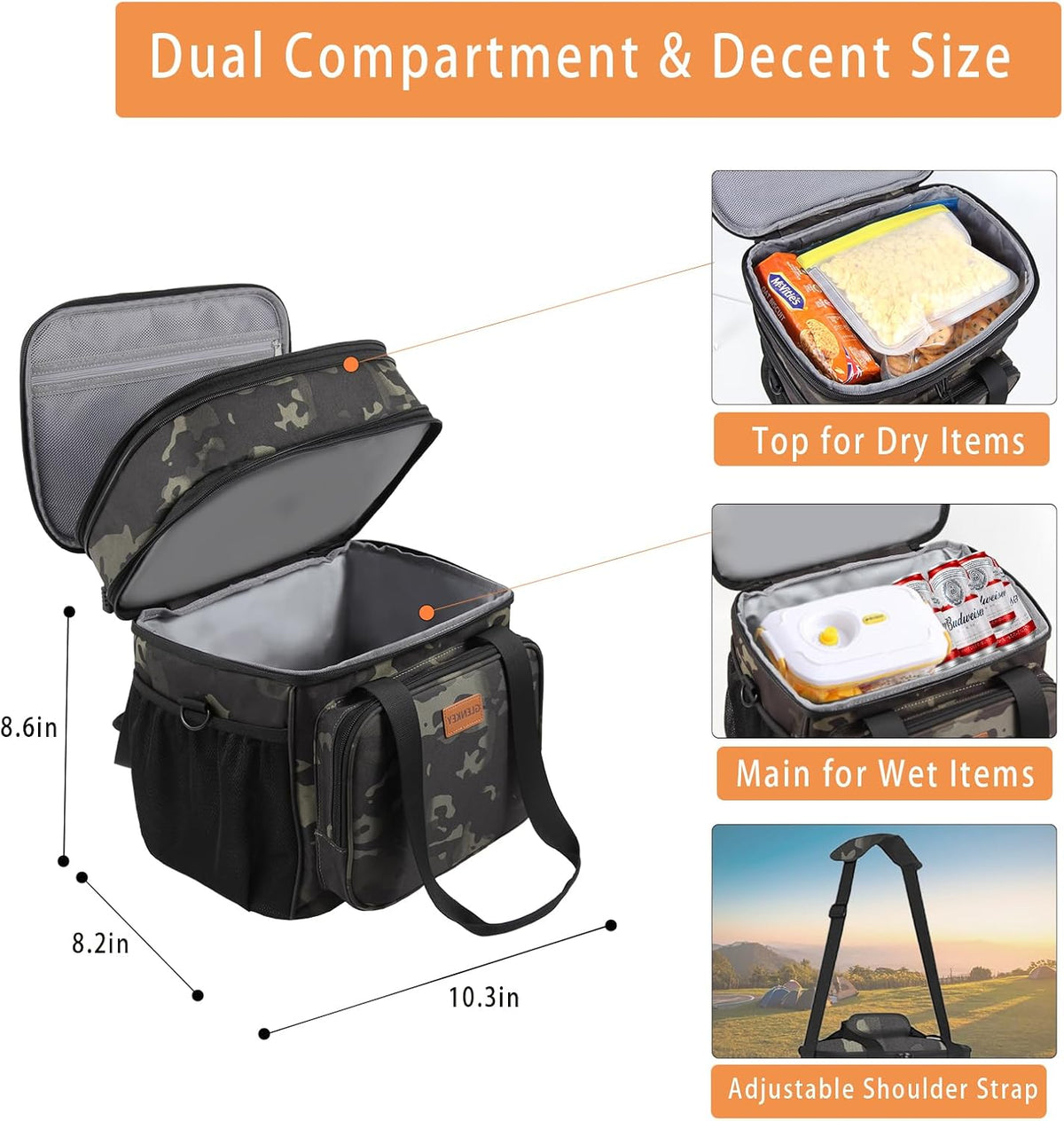 Expandable Lunch Box Insulated Leakproof Cooler Bag Work Outdoor