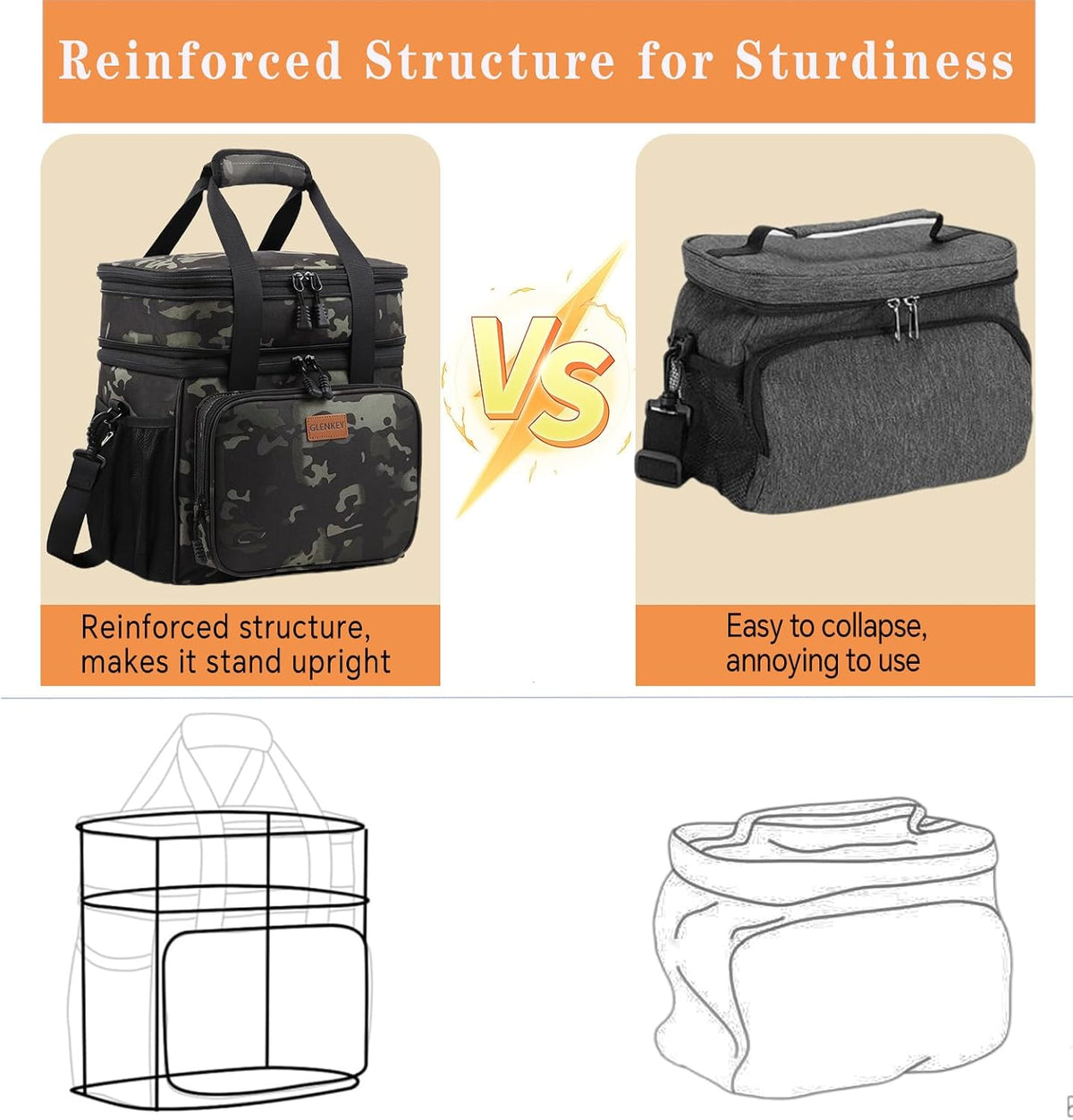 Expandable Lunch Box Insulated Leakproof Cooler Bag Work Outdoor