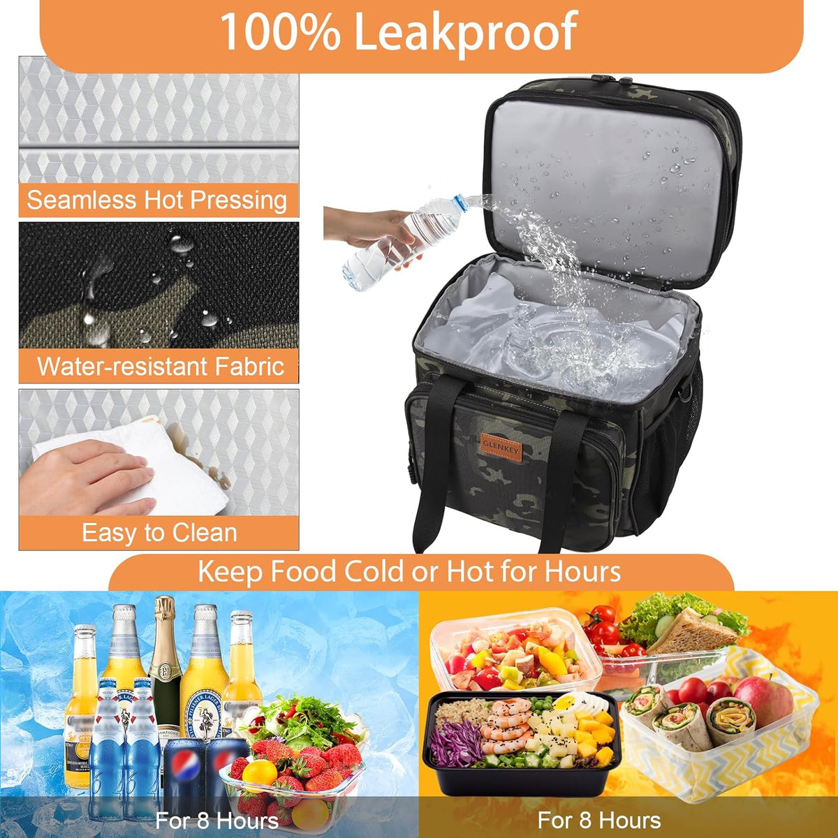 Expandable Lunch Box Insulated Leakproof Cooler Bag Work Outdoor