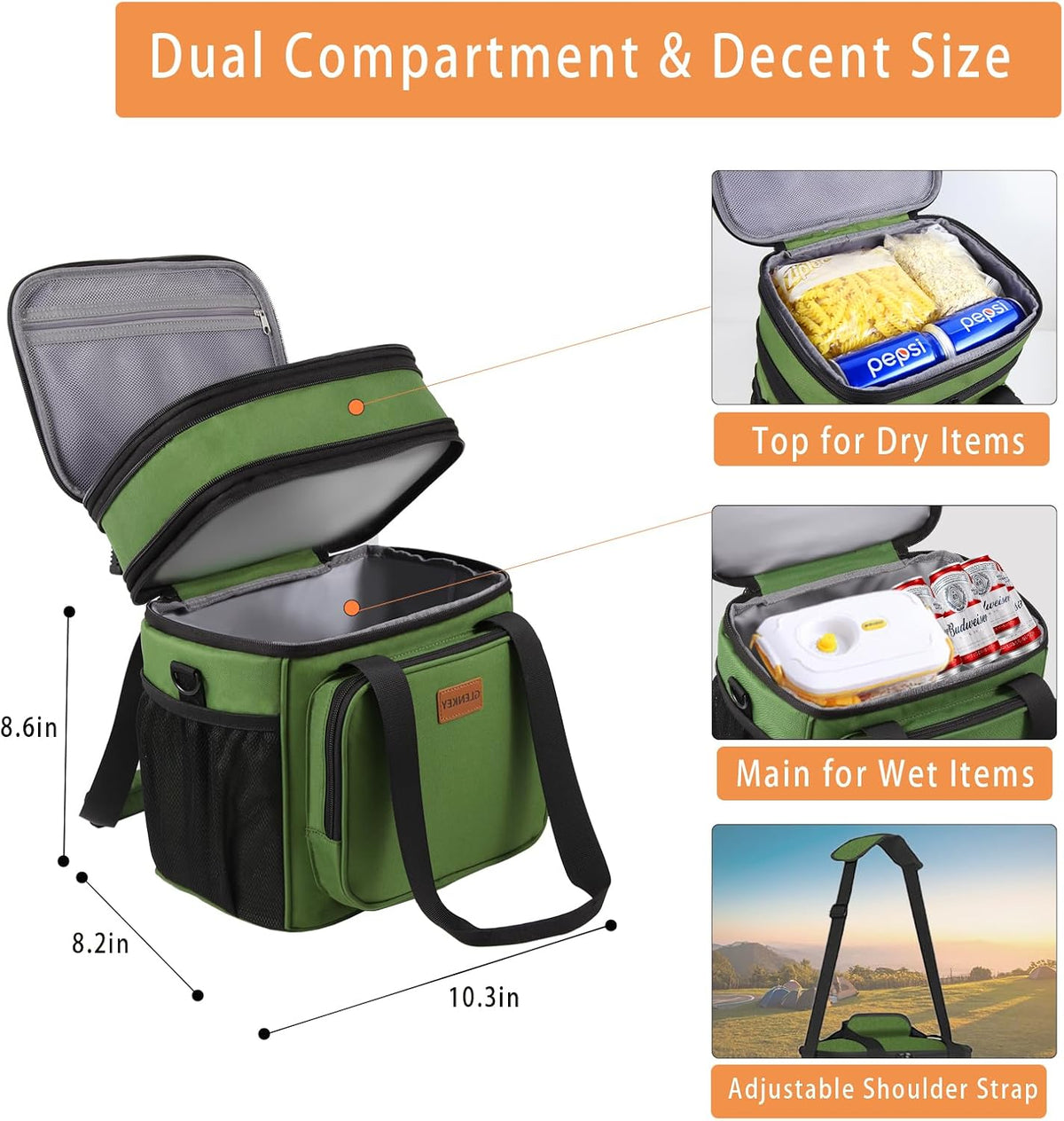 Expandable Lunch Box Insulated Leakproof Cooler Bag Work Outdoor