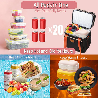 Expandable Lunch Box Insulated Leakproof Cooler Bag Work Outdoor