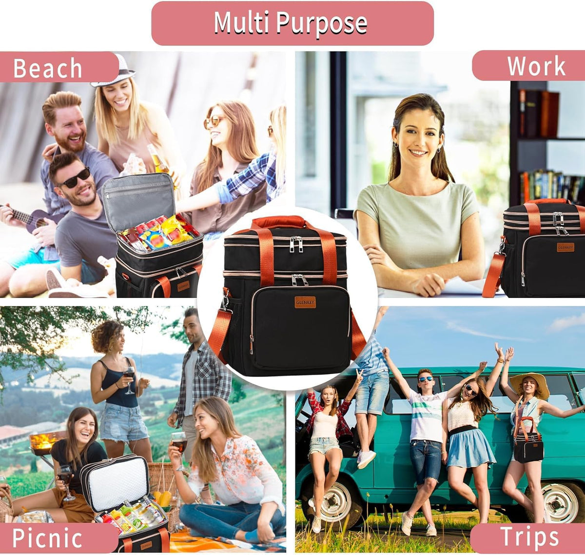 Expandable Lunch Box Insulated Leakproof Cooler Bag Work Outdoor