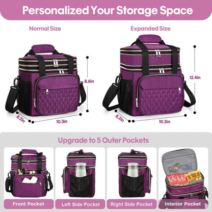 Expandable Lunch Box Insulated Leakproof Cooler Bag Work Outdoor