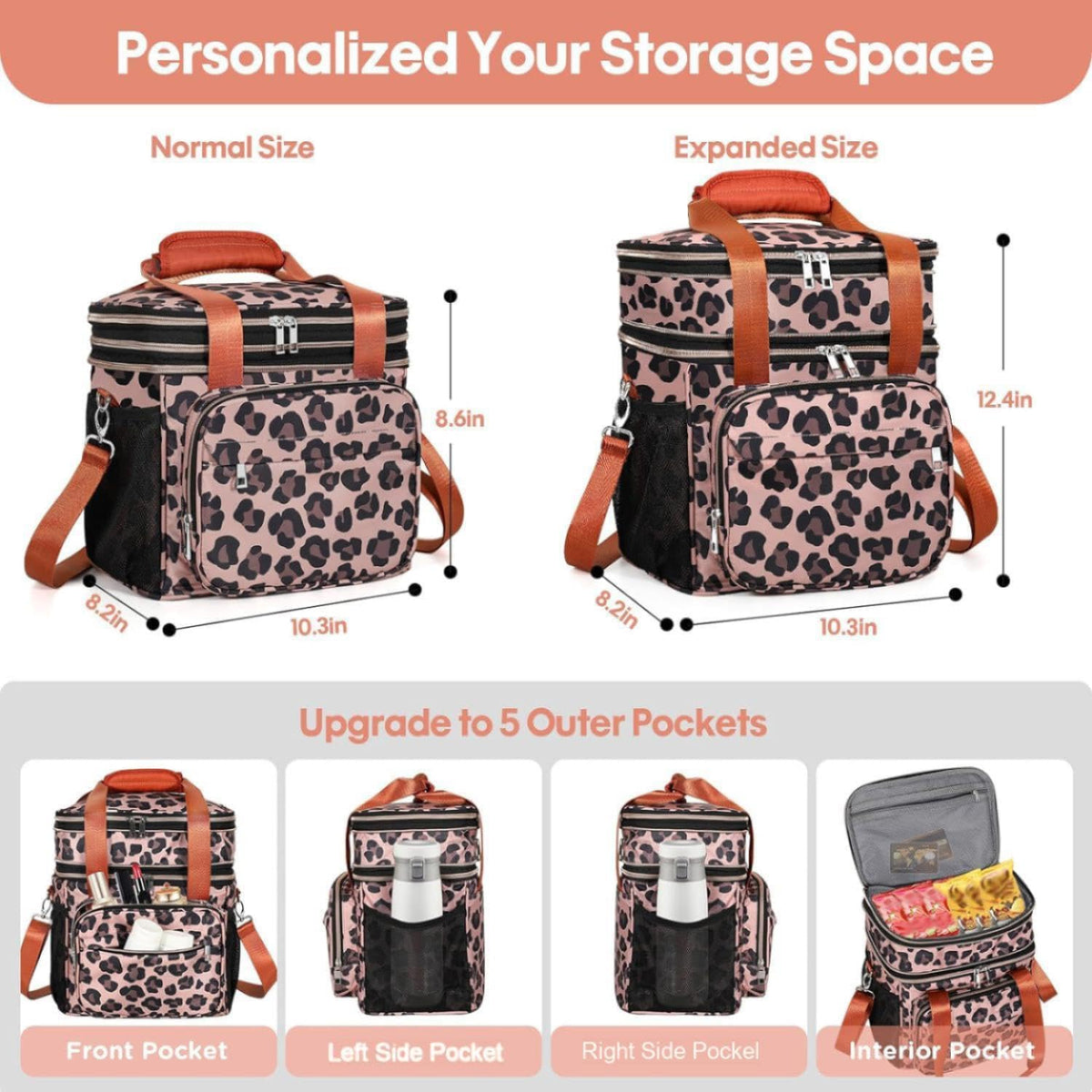 Expandable Lunch Box Insulated Leakproof Cooler Bag Work Outdoor
