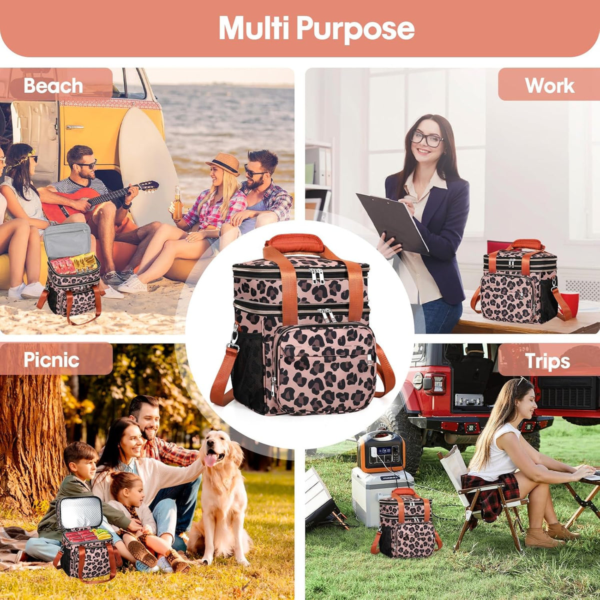 Expandable Lunch Box Insulated Leakproof Cooler Bag Work Outdoor