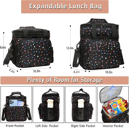 Expandable Lunch Box Insulated Leakproof Cooler Bag Work Outdoor